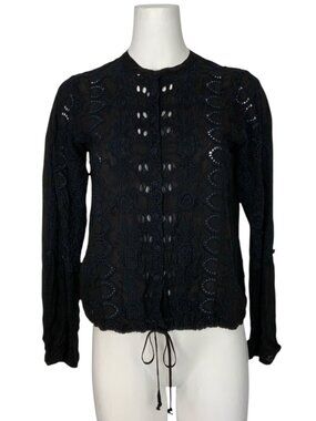 Johnny Was Embroidered Blouse XS Black